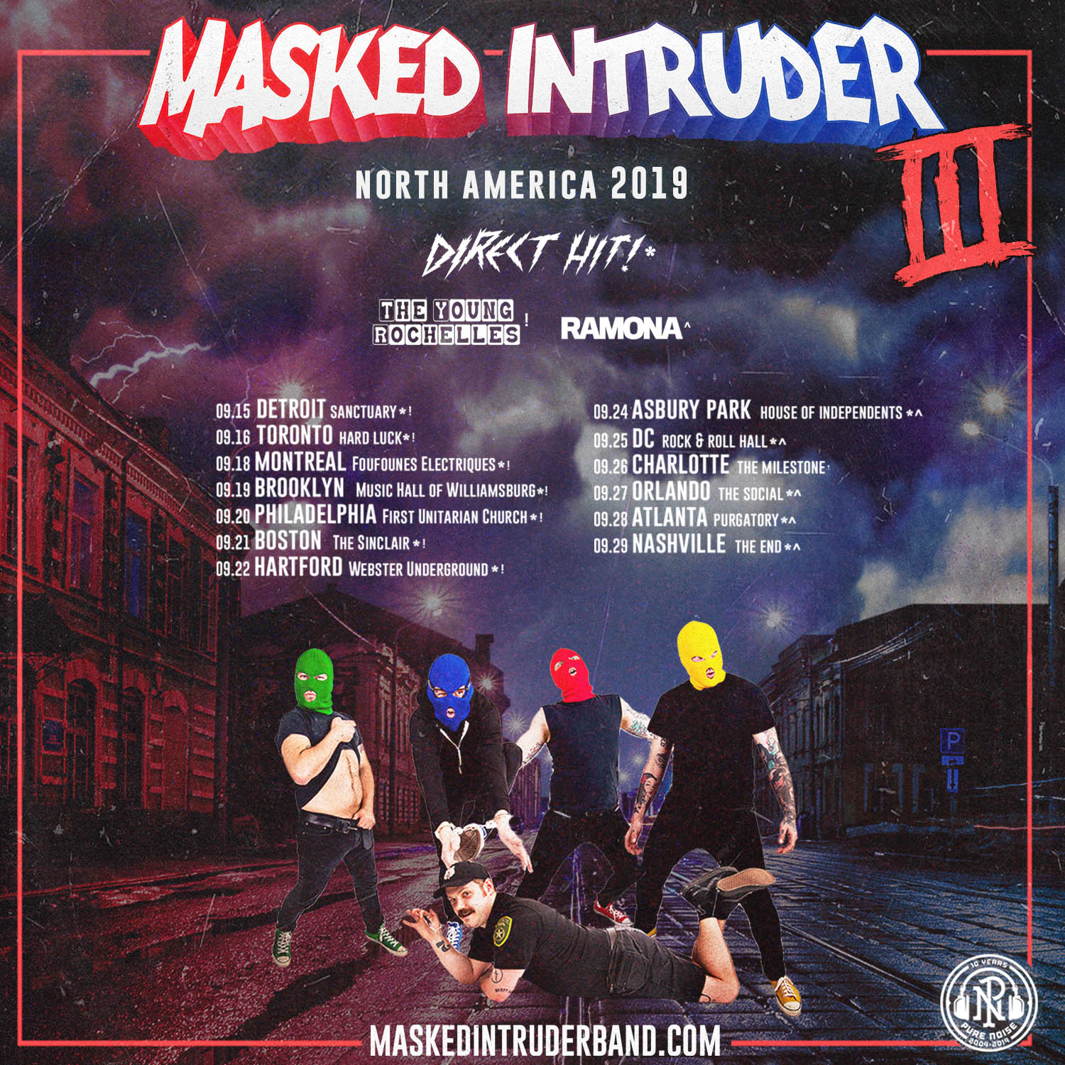 Beute Komm mit Teppich masked intruder tour Vorort Bedienung Segeltuch